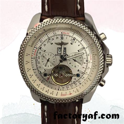 breitling bentley motors tourbillon white dial brown leather strap|breitling watches for bentley.